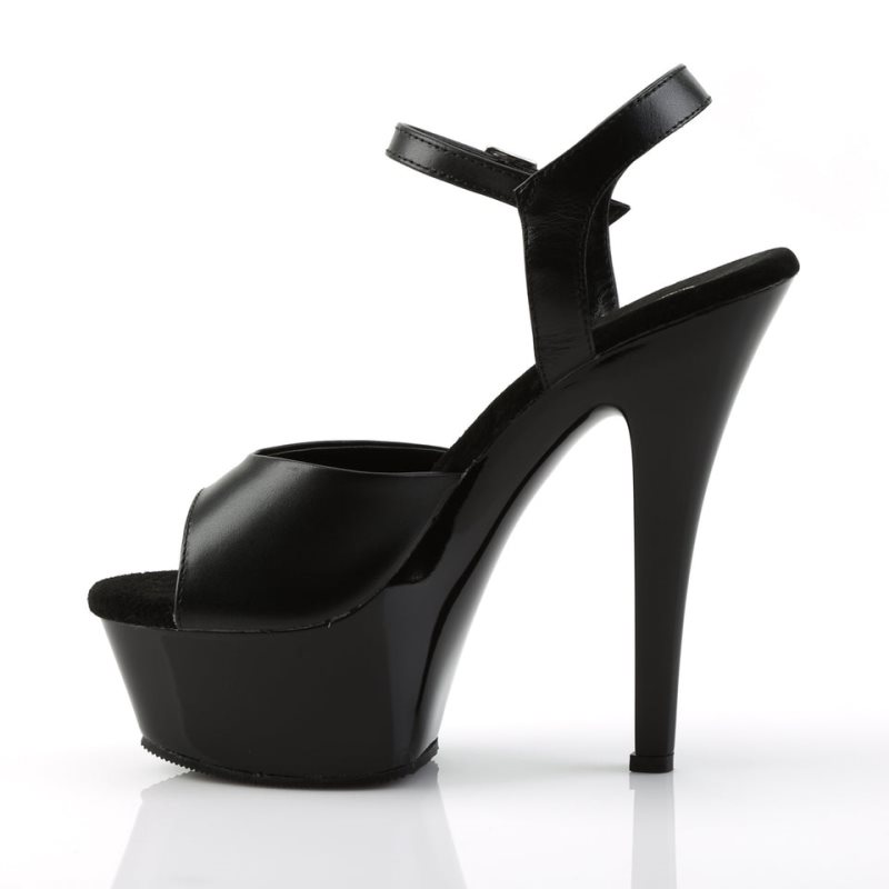 Black Pleaser Kiss-209 Leather Women's Platform Heels Sandals | AU NKQCGZD