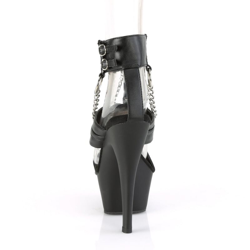 Black Pleaser Kiss-261 Vegan Leather Women's Platform Heels Sandals | AUSTRALIA WKHTD