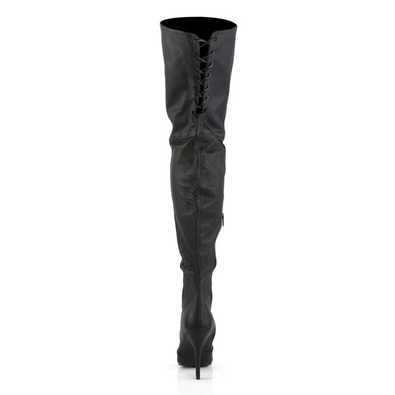 Black Pleaser Legend-8899 Leather Women's Thigh High Boots | AUSTRALIA BSQIR