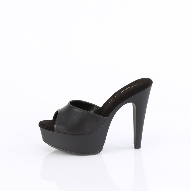 Black Pleaser Martini-501 Vegan Leather Women's Platform Slides | AU LMGCQKW