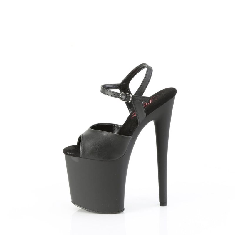 Black Pleaser Naughty-809 Vegan Leather Women's Platform Heels Sandals | AUSTRALIA JXOYV