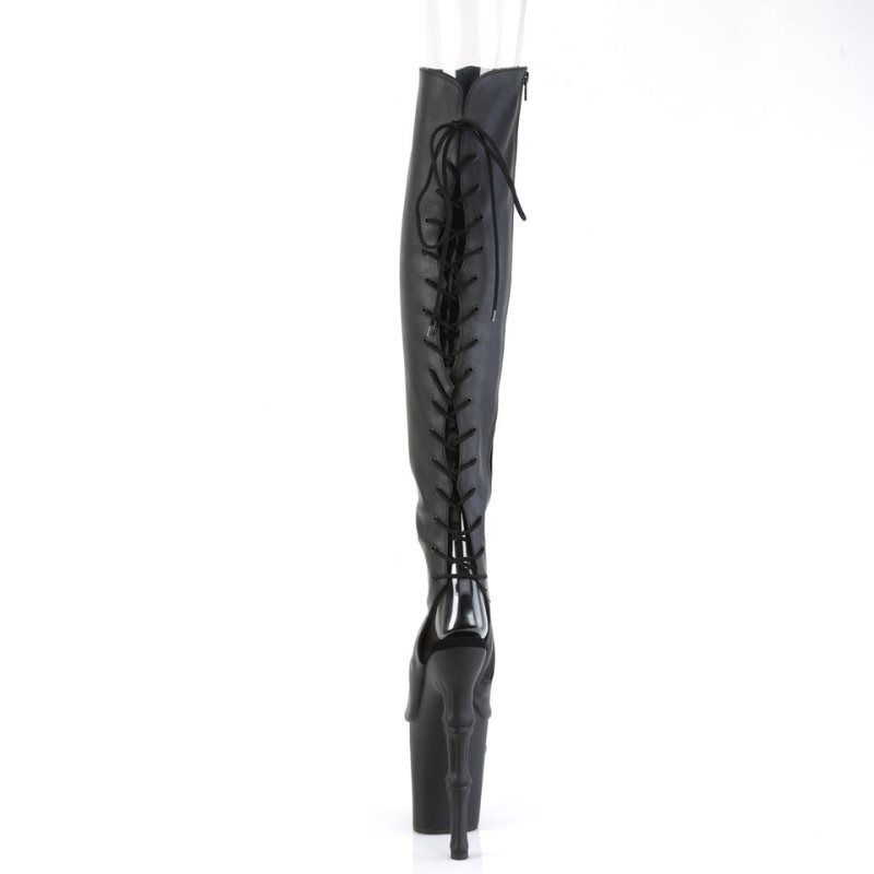 Black Pleaser Rapture-3019 Vegan Leather Women's Thigh High Boots | AUSTRALIA JUDNR