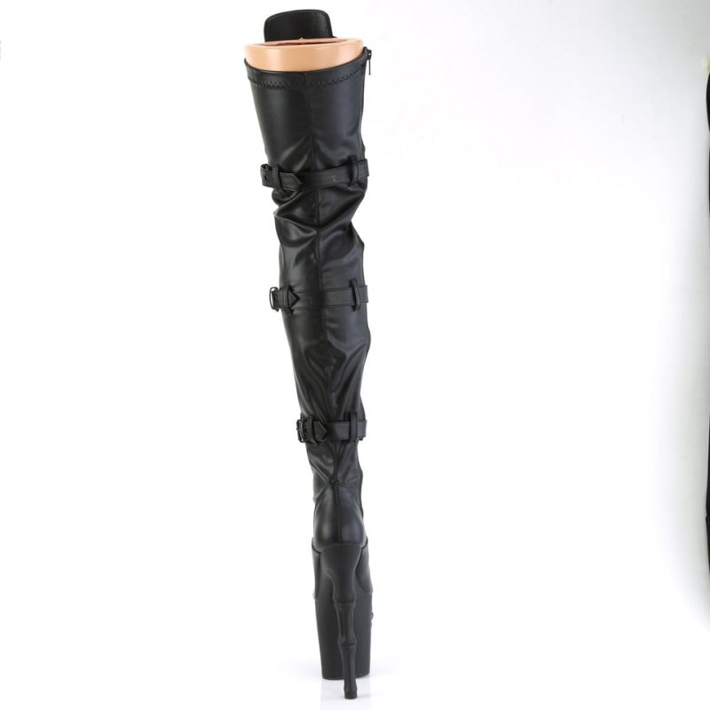 Black Pleaser Rapture-3028 Vegan Leather Women's Thigh High Boots | AUSTRALIA BJNLM