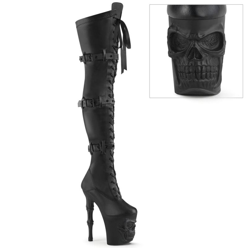 Black Pleaser Rapture-3028 Vegan Leather Women\'s Thigh High Boots | AUSTRALIA BJNLM