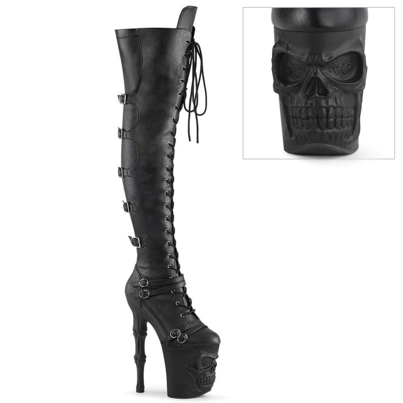 Black Pleaser Rapture-3045 Vegan Leather Women\'s Thigh High Boots | AU KINUMCZ