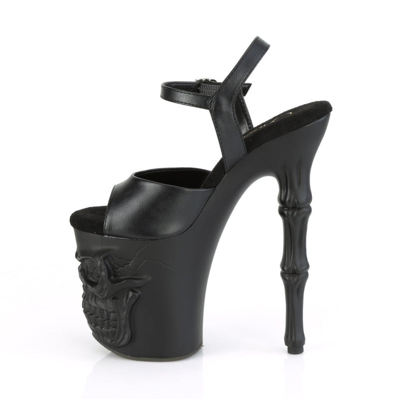 Black Pleaser Rapture-809 Vegan Leather Women's Platform Heels Sandals | AU GVDHCZT