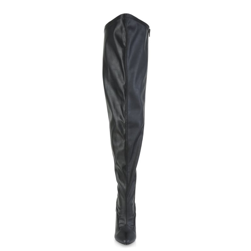 Black Pleaser Seduce-3000WC Vegan Leather Women's Thigh High Boots | AU UMALKBS