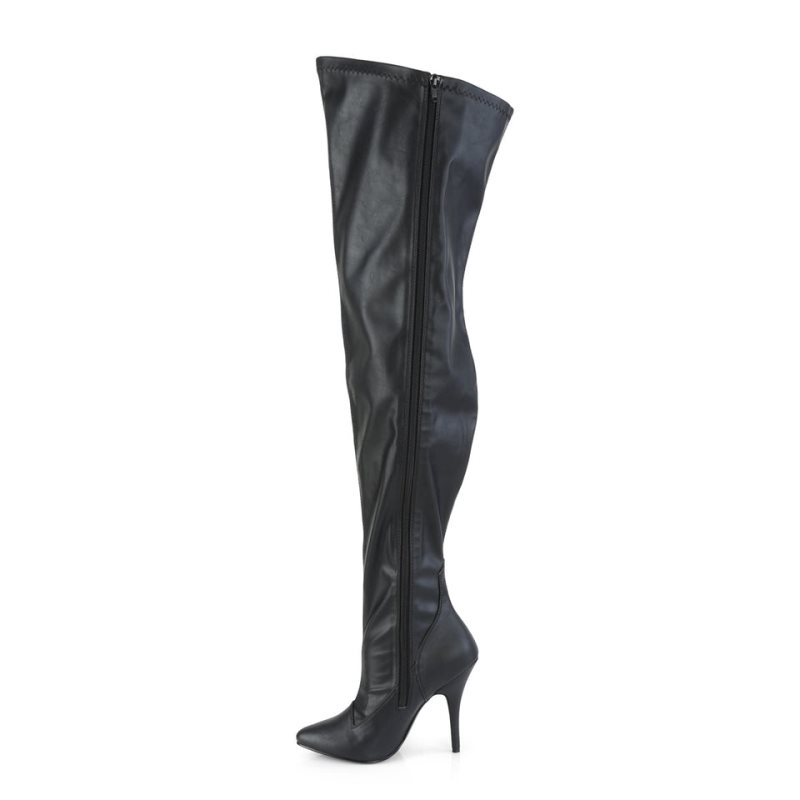 Black Pleaser Seduce-3000WC Vegan Leather Women's Thigh High Boots | AU UMALKBS