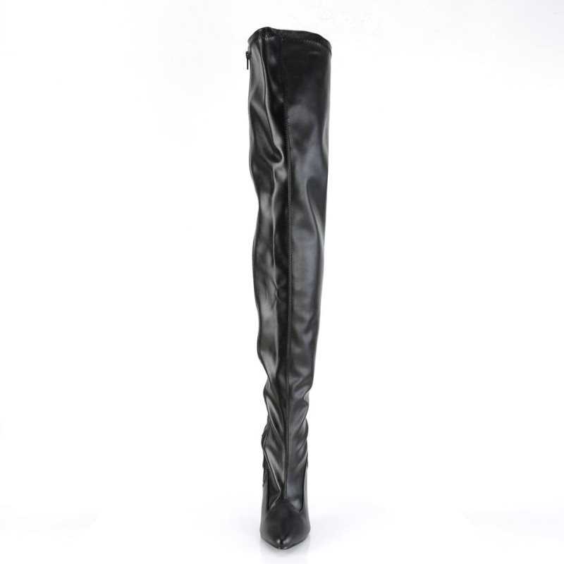 Black Pleaser Seduce-3000 Vegan Leather Women's Thigh High Boots | AUSTRALIA QEHON