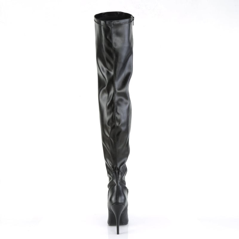 Black Pleaser Seduce-3000 Vegan Leather Women's Thigh High Boots | AUSTRALIA QEHON