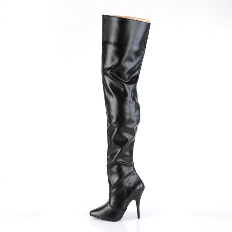 Black Pleaser Seduce-3010 Vegan Leather Women's Thigh High Boots | AU MXPTWOD