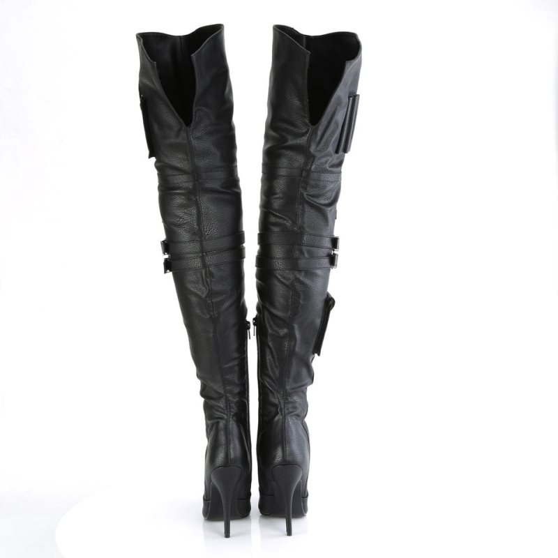 Black Pleaser Seduce-3019 Vegan Leather Women's Thigh High Boots | AU QOMNEDH