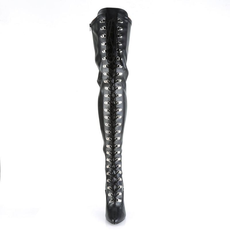 Black Pleaser Seduce-3024 Vegan Leather Women's Thigh High Boots | AU TXSWCHI