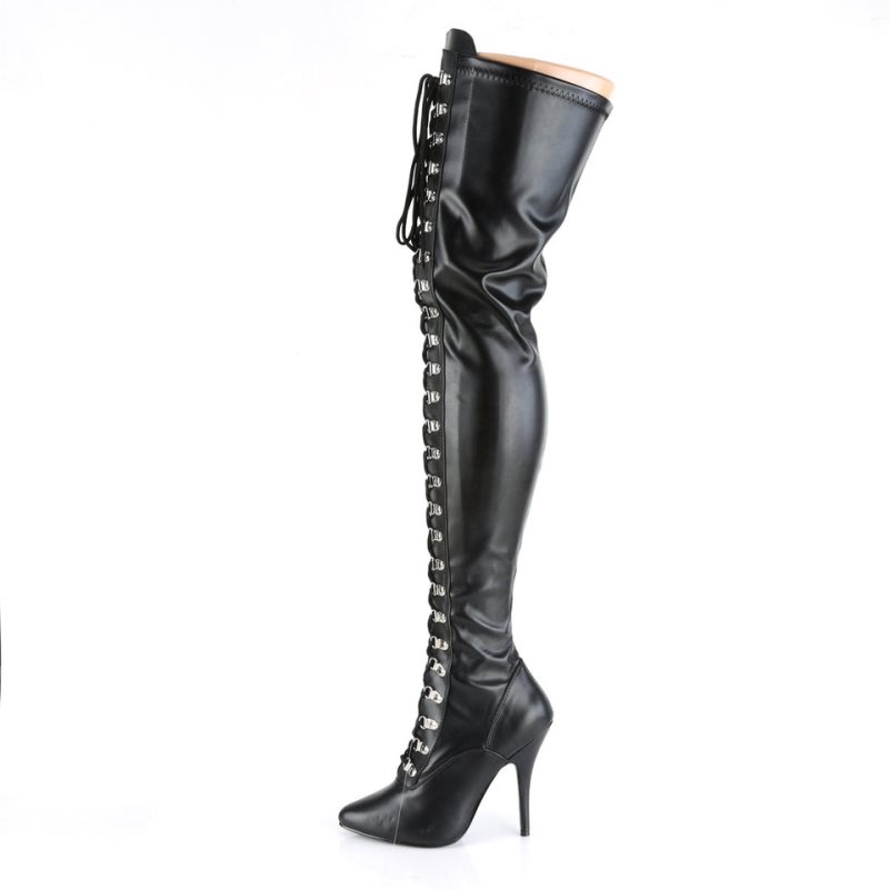 Black Pleaser Seduce-3024 Vegan Leather Women's Thigh High Boots | AU TXSWCHI