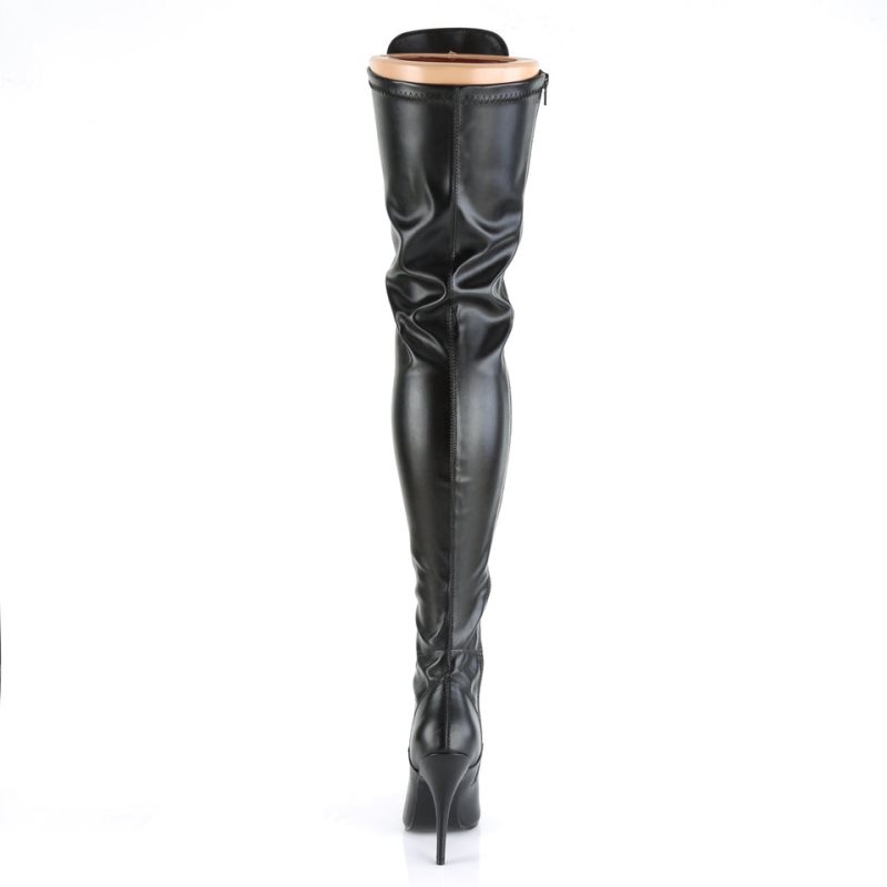 Black Pleaser Seduce-3024 Vegan Leather Women's Thigh High Boots | AU TXSWCHI