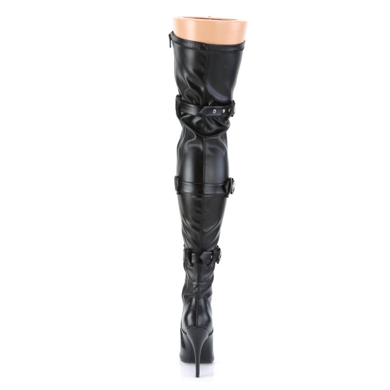 Black Pleaser Seduce-3028 Vegan Leather Women's Thigh High Boots | AU MCRSVYX