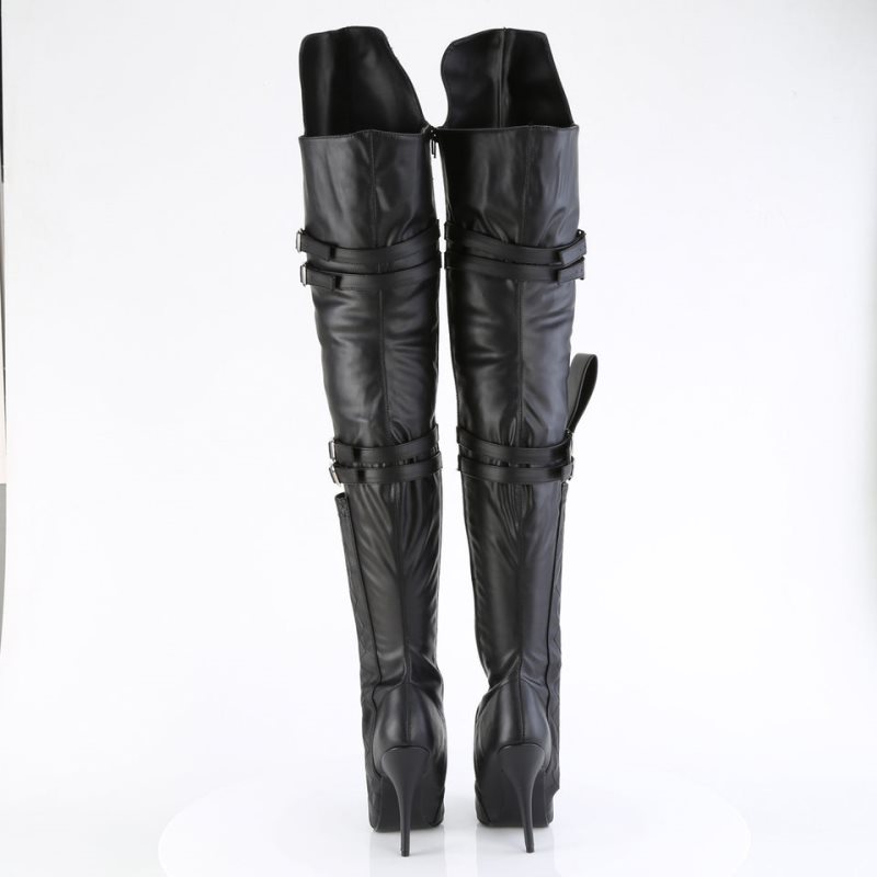 Black Pleaser Seduce-3080 Vegan Leather Women's Thigh High Boots | AUSTRALIA QAWCX