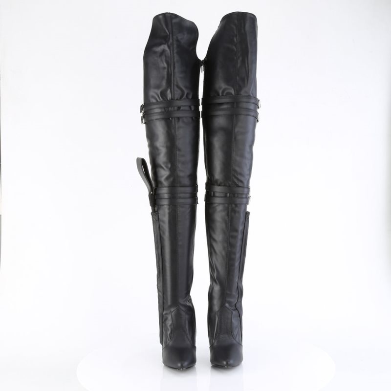 Black Pleaser Seduce-3080 Vegan Leather Women's Thigh High Boots | AUSTRALIA QAWCX