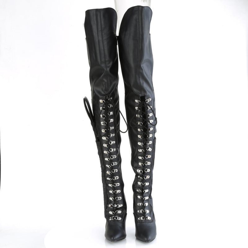 Black Pleaser Seduce-3082 Vegan Leather Women's Thigh High Boots | AUSTRALIA EOLTF