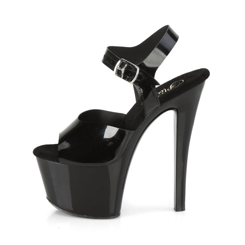 Black Pleaser Sky-308N Women's Platform Heels Sandals | AU XMKTWBJ