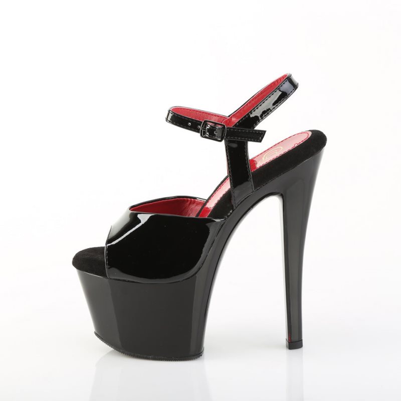 Black Pleaser Sky-309-1 Women's Platform Heels Sandals | AU DBQTAFL