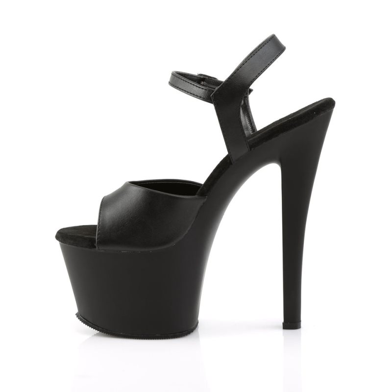 Black Pleaser Sky-309 Vegan Leather Women's Platform Heels Sandals | AUSTRALIA LNGEO