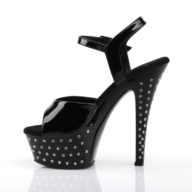 Black Pleaser Stardust-609 Women's Platform Heels Sandals | AUSTRALIA MOXSK