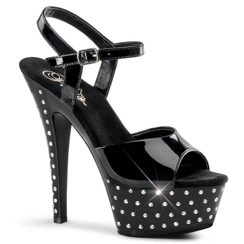 Black Pleaser Stardust-609 Women\'s Platform Heels Sandals | AUSTRALIA MOXSK