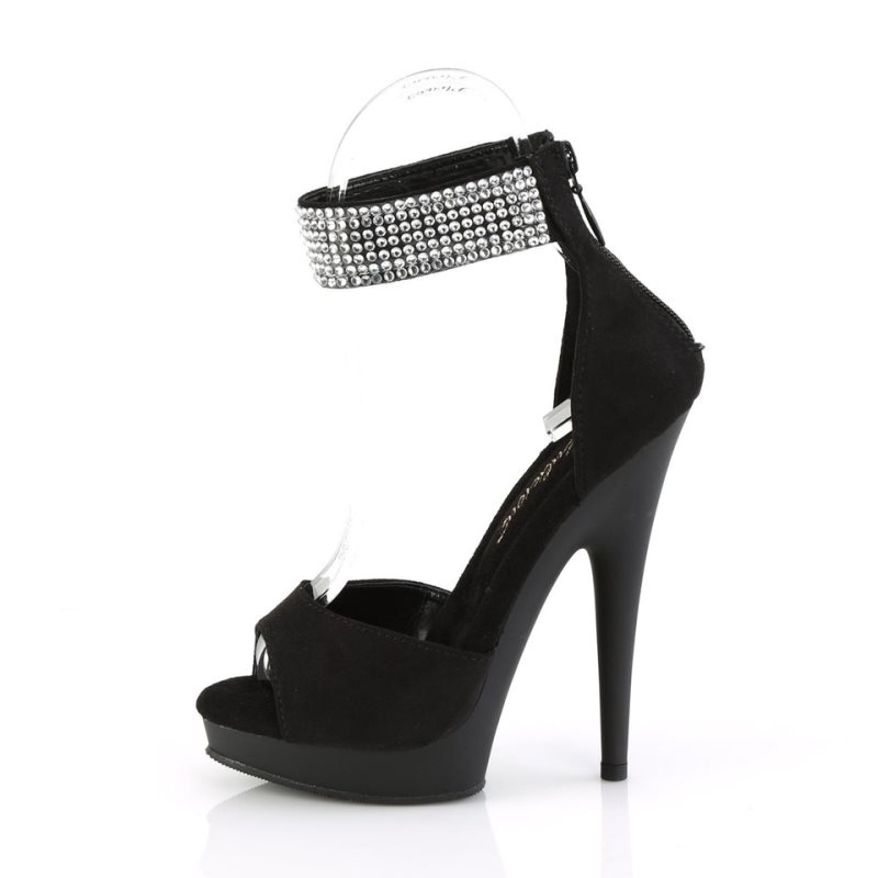 Black Pleaser Sultry-625 Suede Women's Platform Heels Sandals | AU QUJHYNG