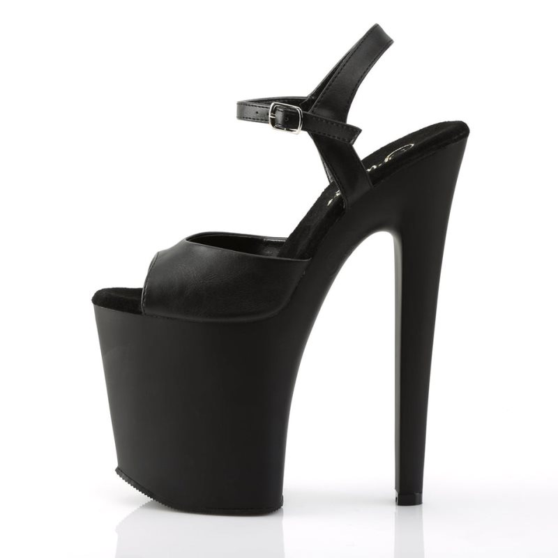 Black Pleaser Xtreme-809 Vegan Leather Women's Platform Heels Sandals | AU GVDNTLX