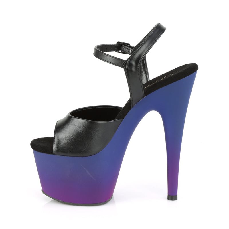 Black / Blue Pleaser Adore-709BP Vegan Leather Women's Platform Heels Sandals | AU GHJKRYA