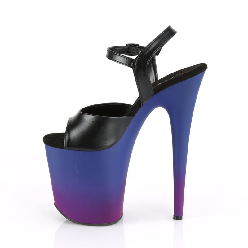 Black / Blue Pleaser Flamingo-809BP Vegan Leather Women's Platform Heels Sandals | AUSTRALIA FICGE