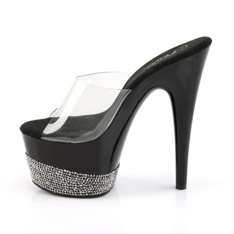 Black / Clear Pleaser Adore-701-3 Women's Platform Slides | AU OXHSILJ