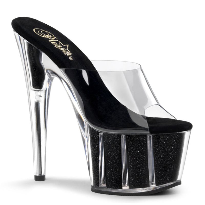 Black / Clear Pleaser Adore-701G Women\'s Platform Slides | AU HPLIUMQ