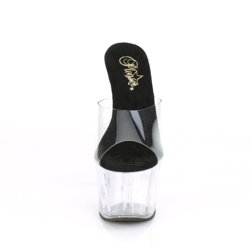 Black / Clear Pleaser Adore-701 Women's Platform Slides | AU QLDRMHE