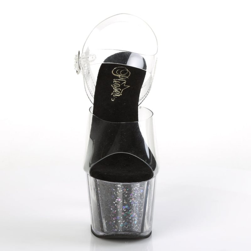 Black / Clear Pleaser Adore-708CG Women's Platform Heels Sandals | AUSTRALIA OMRCY