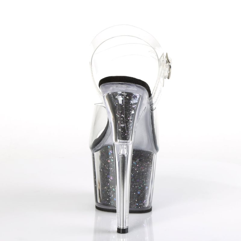 Black / Clear Pleaser Adore-708CG Women's Platform Heels Sandals | AUSTRALIA OMRCY