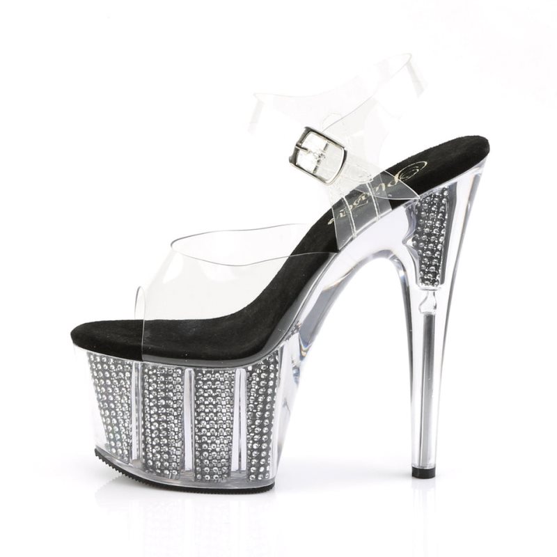 Black / Clear Pleaser Adore-708SRS Women's Platform Heels Sandals | AU FYDEHTQ