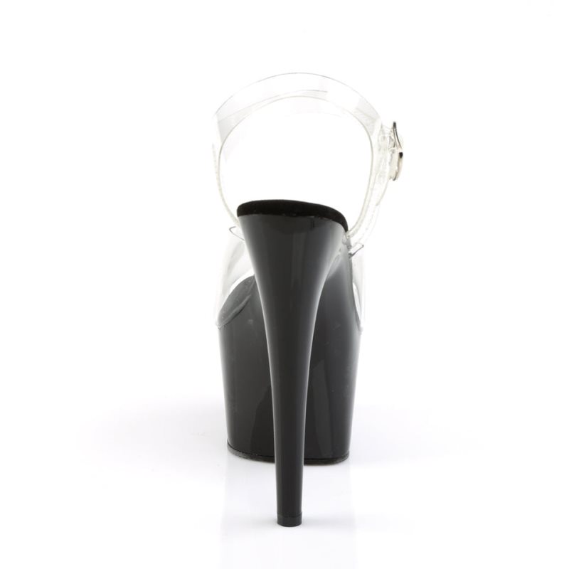 Black / Clear Pleaser Adore-708 Women's Platform Heels Sandals | AU ORQIPEL