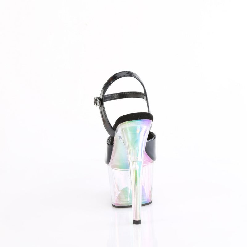 Black / Clear Pleaser Adore-709HT Hologram Women's Platform Heels Sandals | AU XHCBGMF