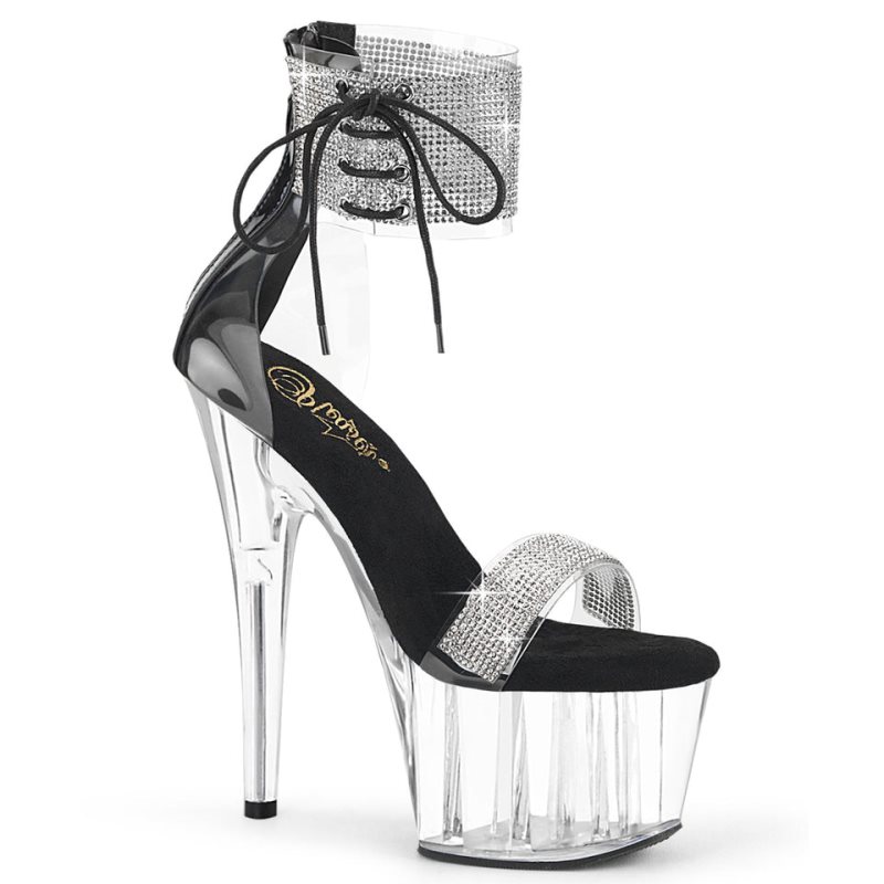 Black / Clear Pleaser Adore-727RS Women\'s Platform Heels Sandals | AU SAZWLKU