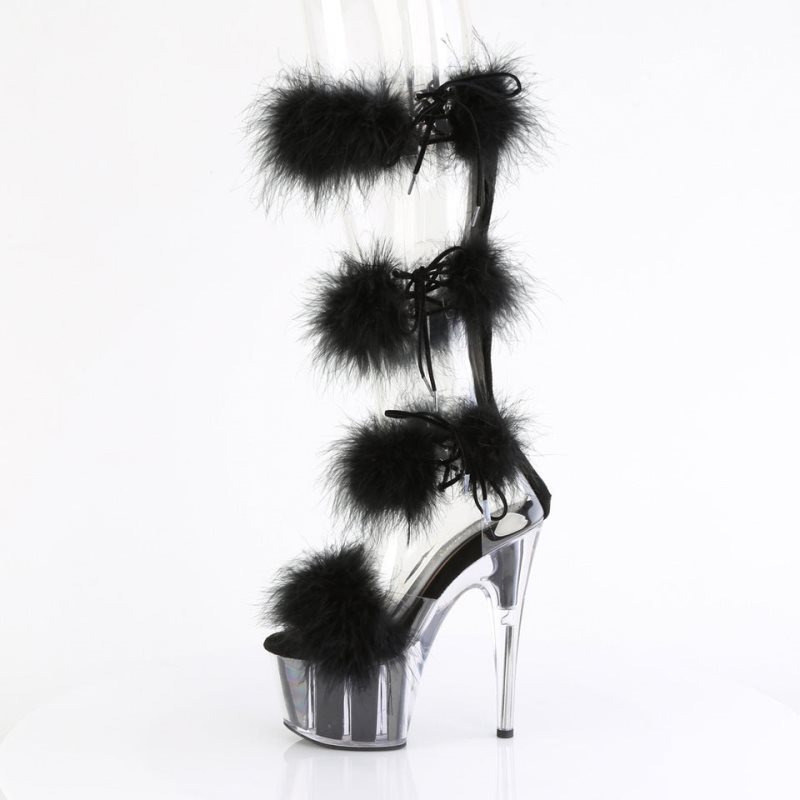 Black / Clear Pleaser Adore-728F Women's Platform Heels Sandals | AU UKRGTJN