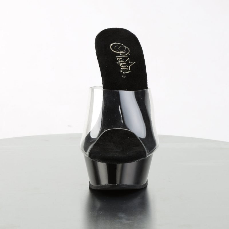 Black / Clear Pleaser Allure-601 Women's Platform Slides | AUSTRALIA JGVDC