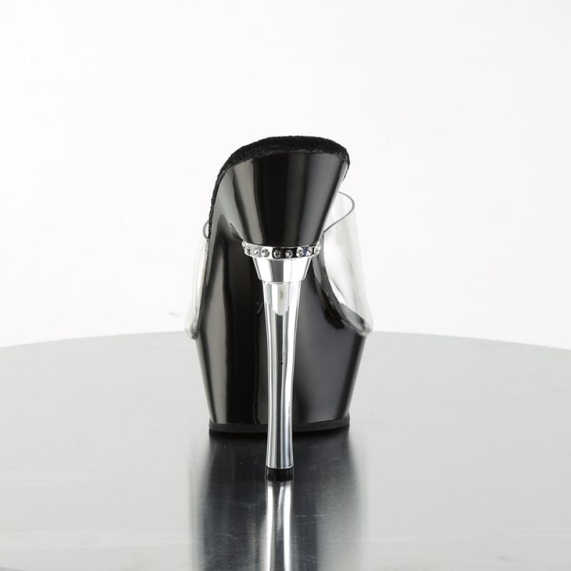 Black / Clear Pleaser Allure-601 Women's Platform Slides | AUSTRALIA JGVDC