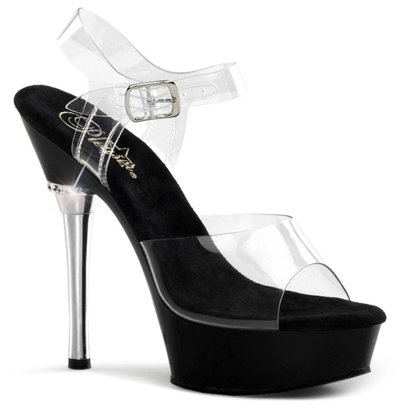 Black / Clear Pleaser Allure-608 Women\'s Platform Heels Sandals | AU JSQPAUC