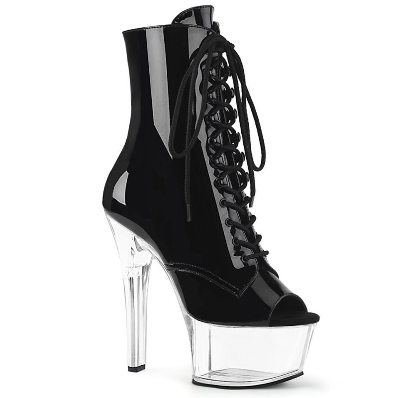 Black / Clear Pleaser Aspire-1021 Women\'s Heels Boots | AUSTRALIA SMYDR