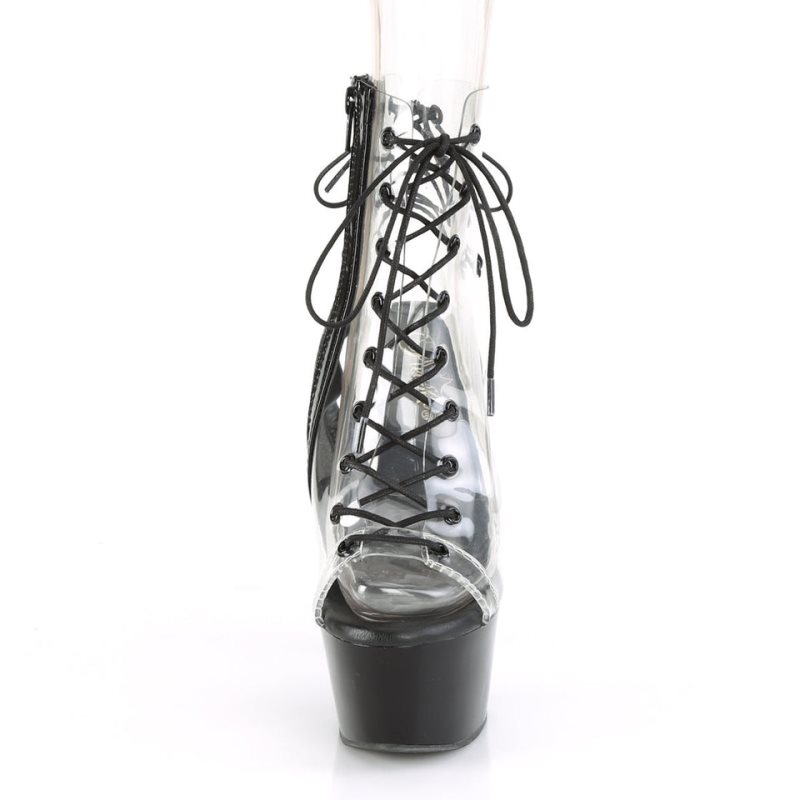 Black / Clear Pleaser Aspire-600-30 Women's Heels Boots | AU BANLQTX