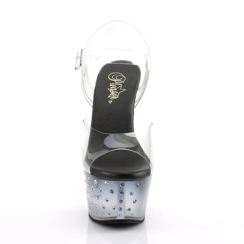 Black / Clear Pleaser Aspire-608STD Women's Platform Heels Sandals | AUSTRALIA TAEGZ