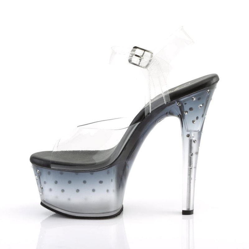 Black / Clear Pleaser Aspire-608STD Women's Platform Heels Sandals | AUSTRALIA TAEGZ