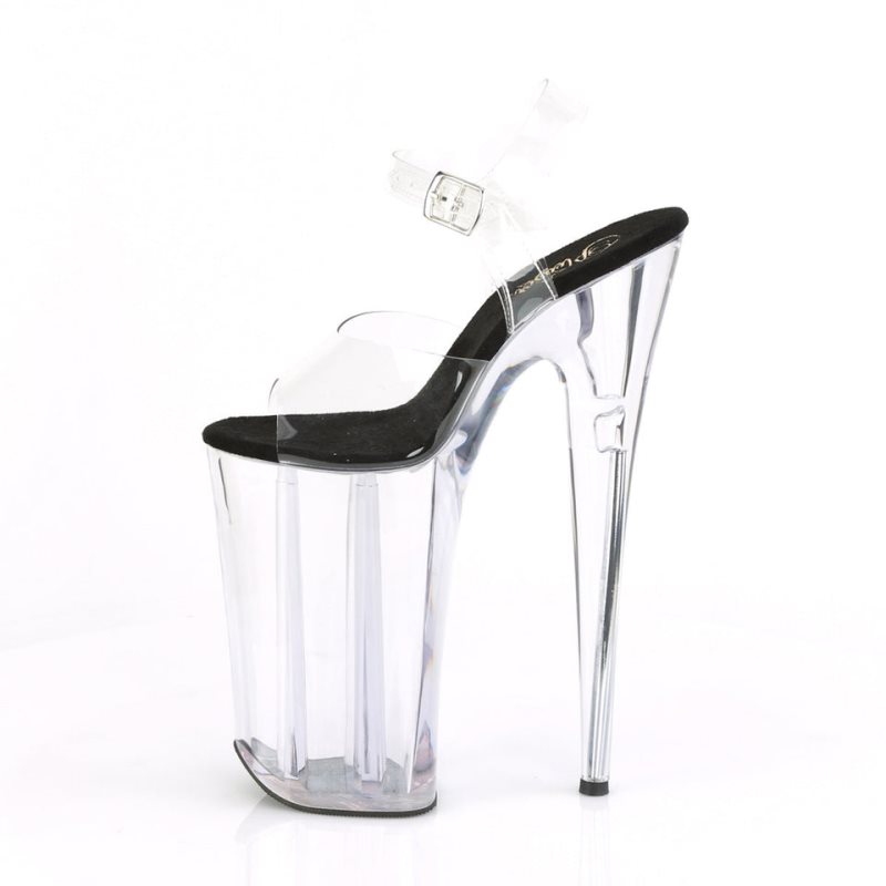 Black / Clear Pleaser Beyond-008 Women's Platform Heels Sandals | AU LNRKQAD